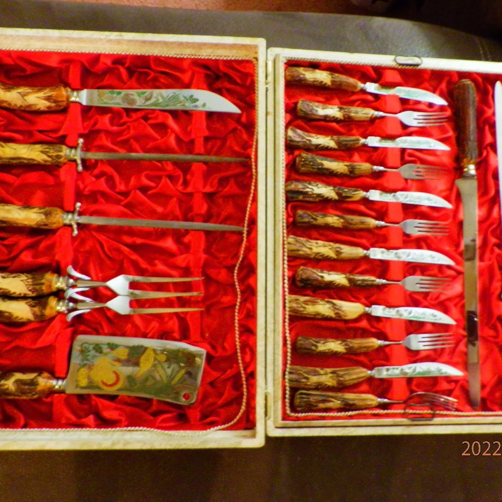 Vintage Anton Wingen, Jr.  Hand Carved stainless steel Cutlery Set-2, So…